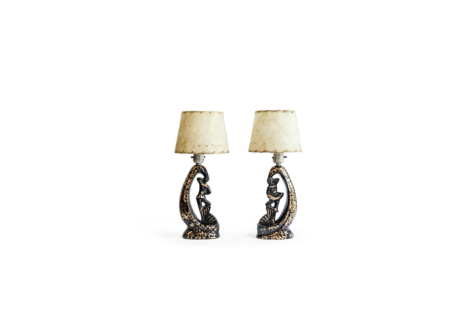US Vintage Ceramic Dancer Lamp Pair/アメリカヴィンテージ ダンサーランプ ペア 照明 ミッドセンチュリー