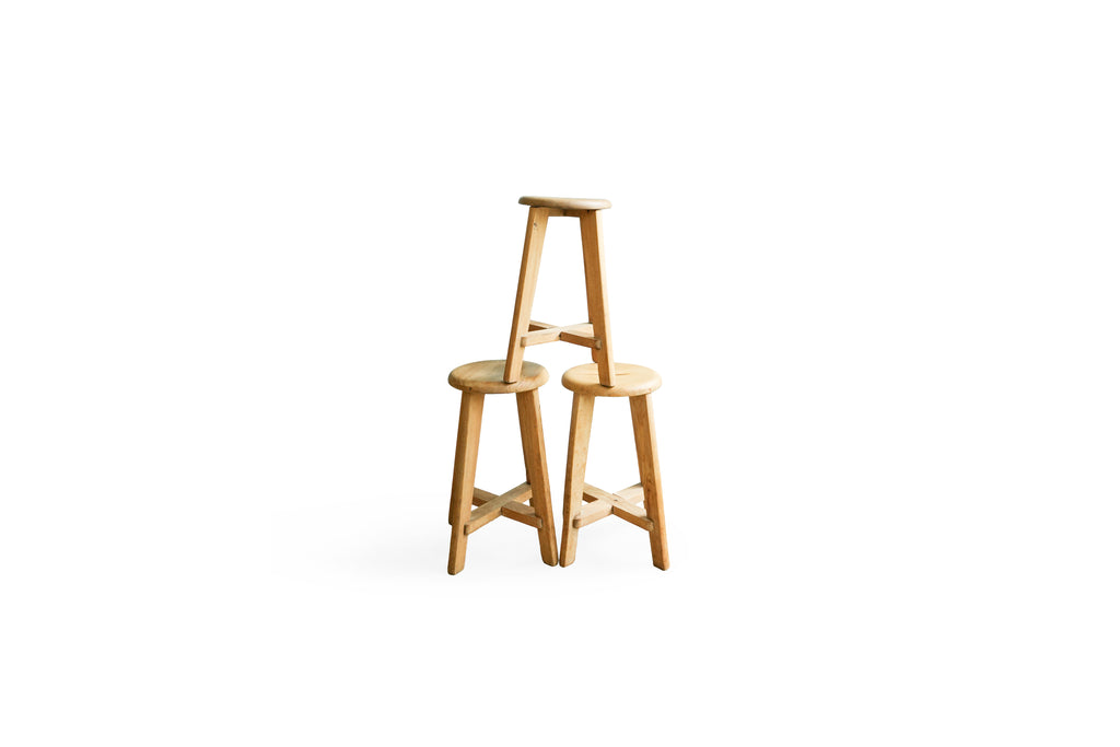 ヴィンテージ 木製ラウンドスツール 古道具/Japanese Vintage Wooden