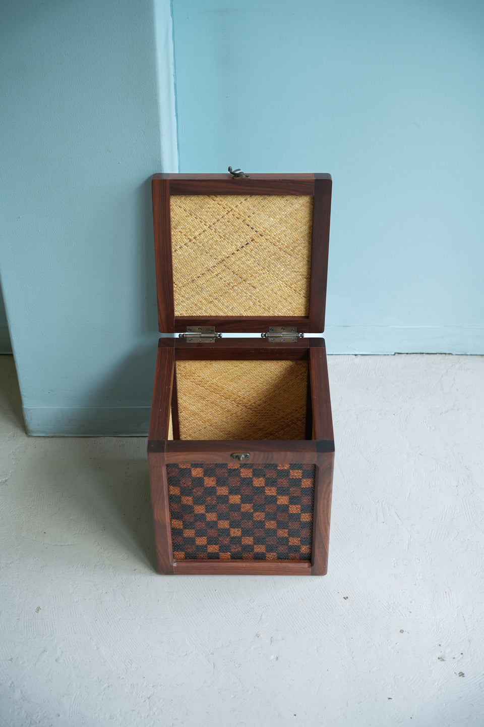 Checker Pattern Teak Box/チークボックス 格子模様 収納
