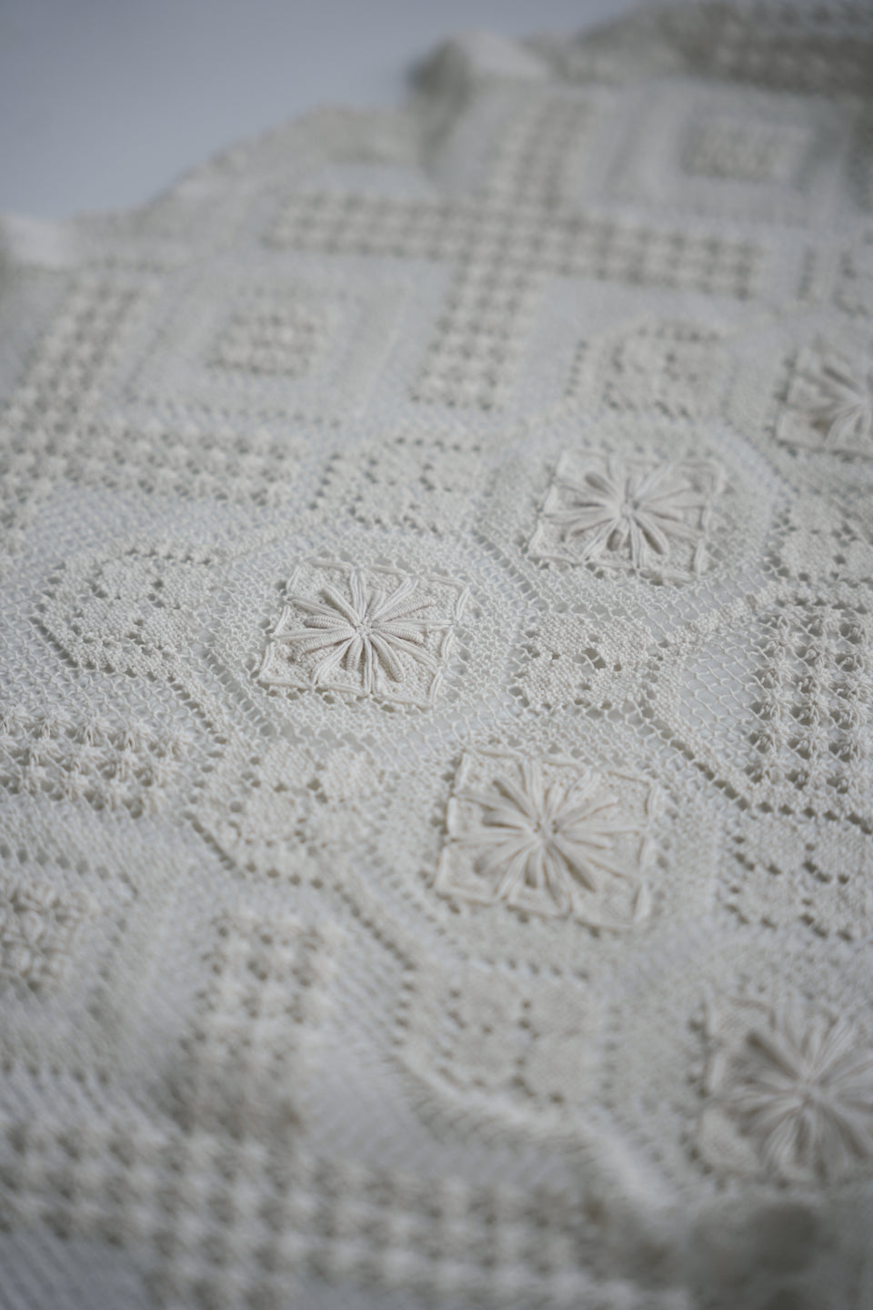 Euro Vintage Filet Lace Cloth/ヨーロッパヴィンテージ フィレレース クロス