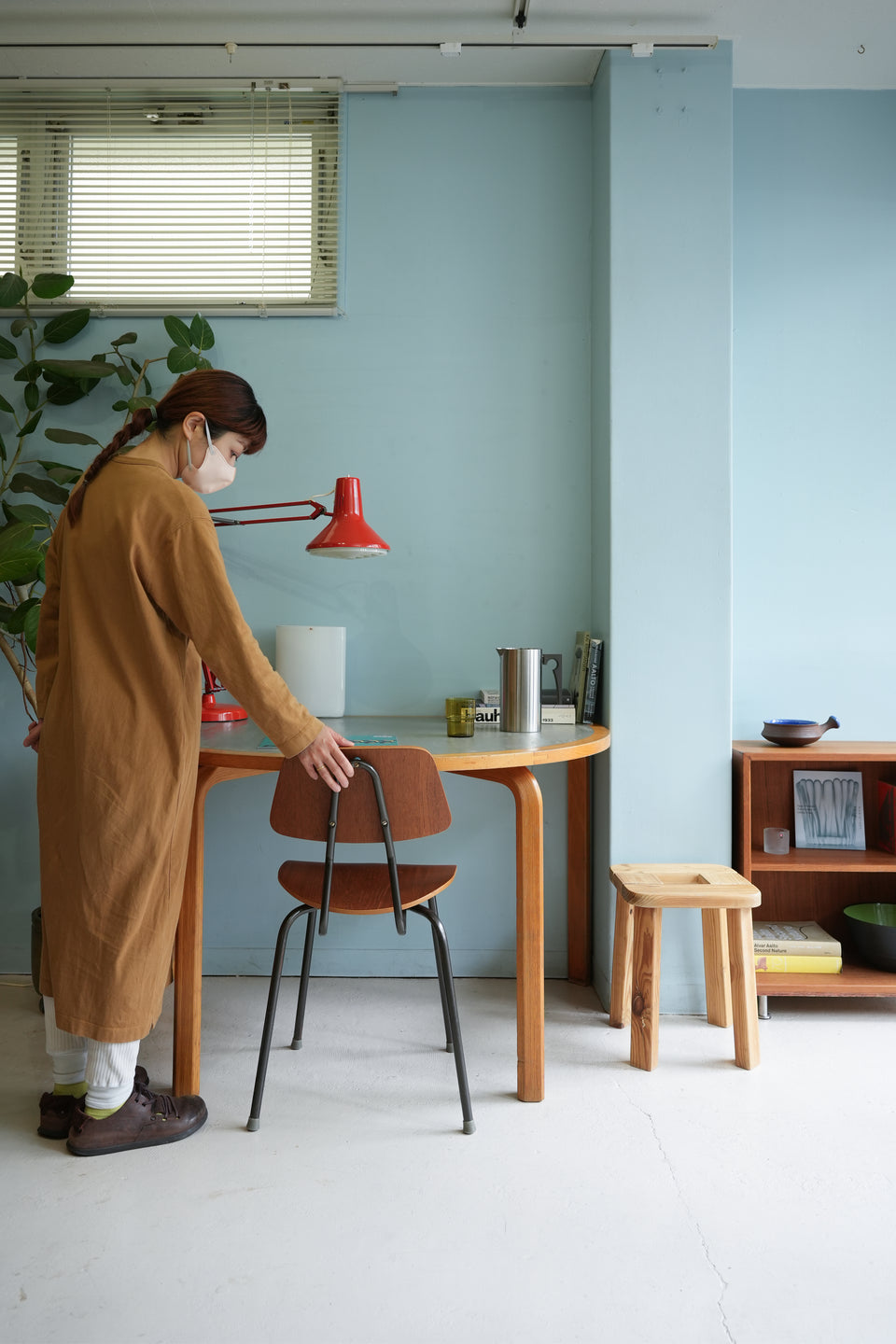 Farstrup Table Half Round Table Linoleum Top/ファーストラップ リノリウムトップ テーブル デンマークヴィンテージ