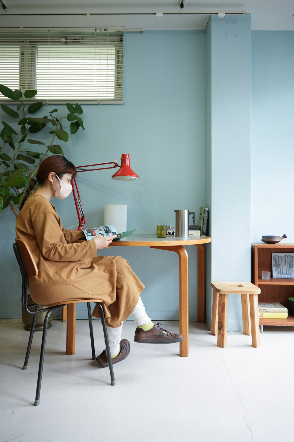 Farstrup Table Half Round Table Linoleum Top/ファーストラップ リノリウムトップ テーブル デンマークヴィンテージ