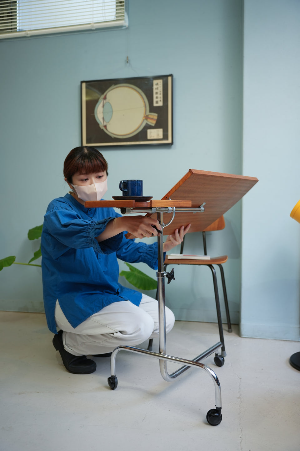 Adjustable Caster Table Danish Vintage /キャスターテーブル デンマークヴィンテージ チーク材