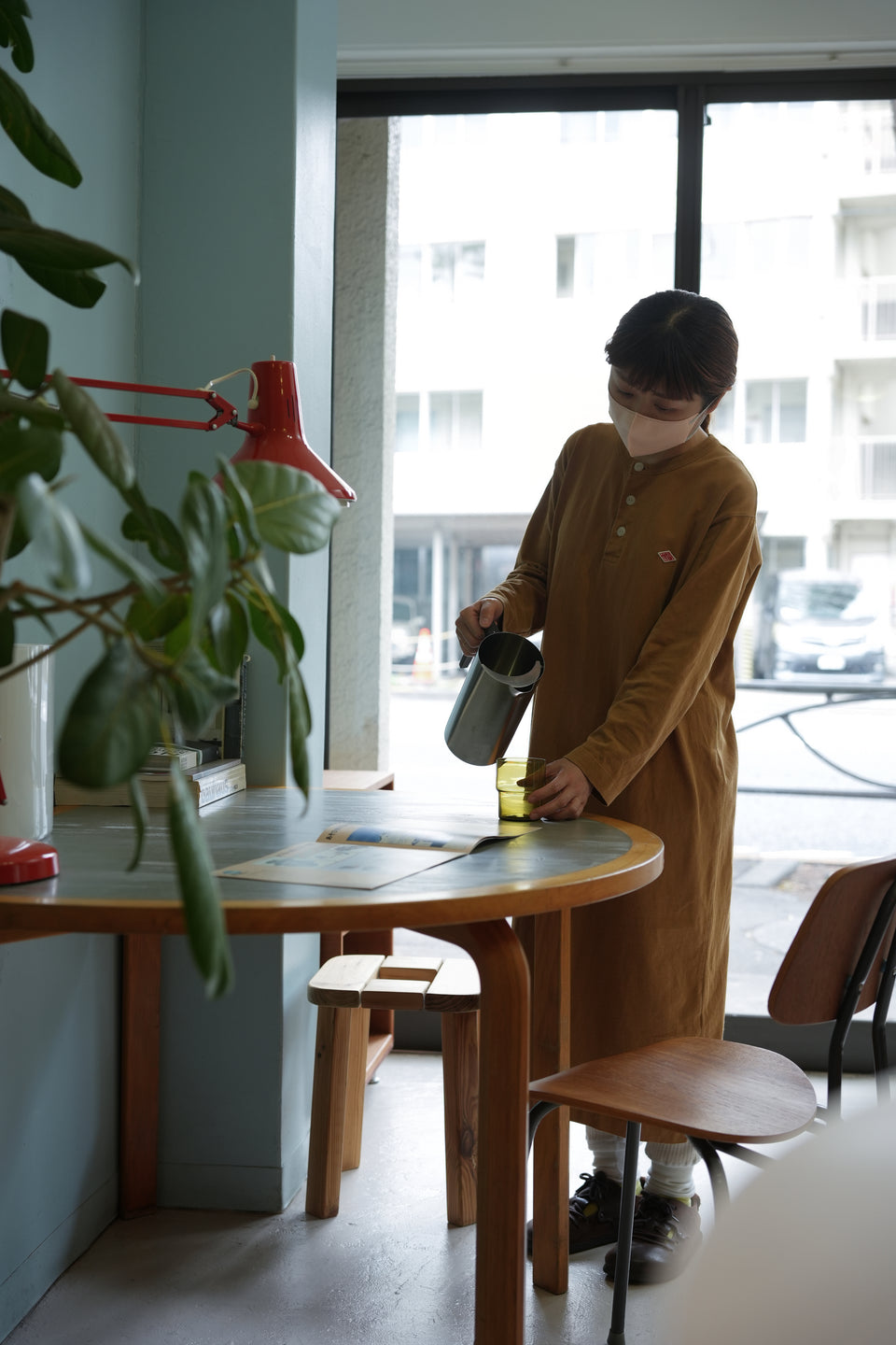 Farstrup Table Half Round Table Linoleum Top/ファーストラップ リノリウムトップ テーブル デンマークヴィンテージ