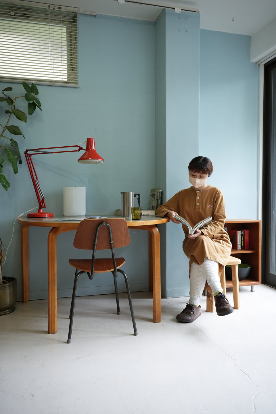 Farstrup Table Half Round Table Linoleum Top/ファーストラップ リノリウムトップ テーブル デンマークヴィンテージ