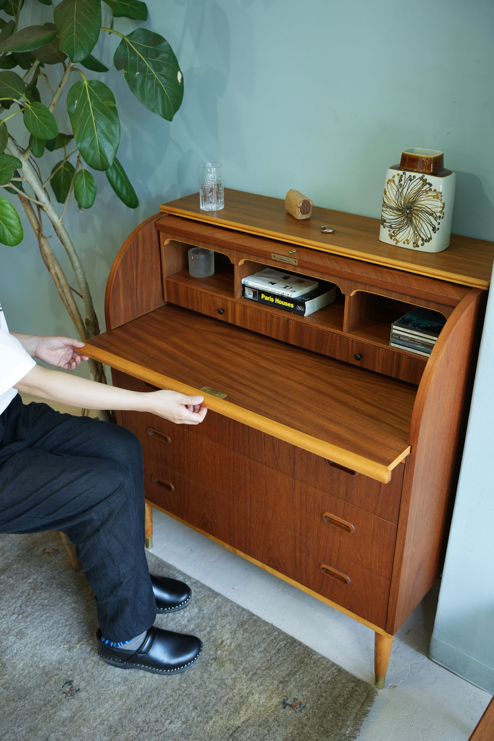 Rolltop Writing Bureau Swedish Vintage/スウェーデンヴィンテージ ロールトップ ライティングビューロー 北欧家具
