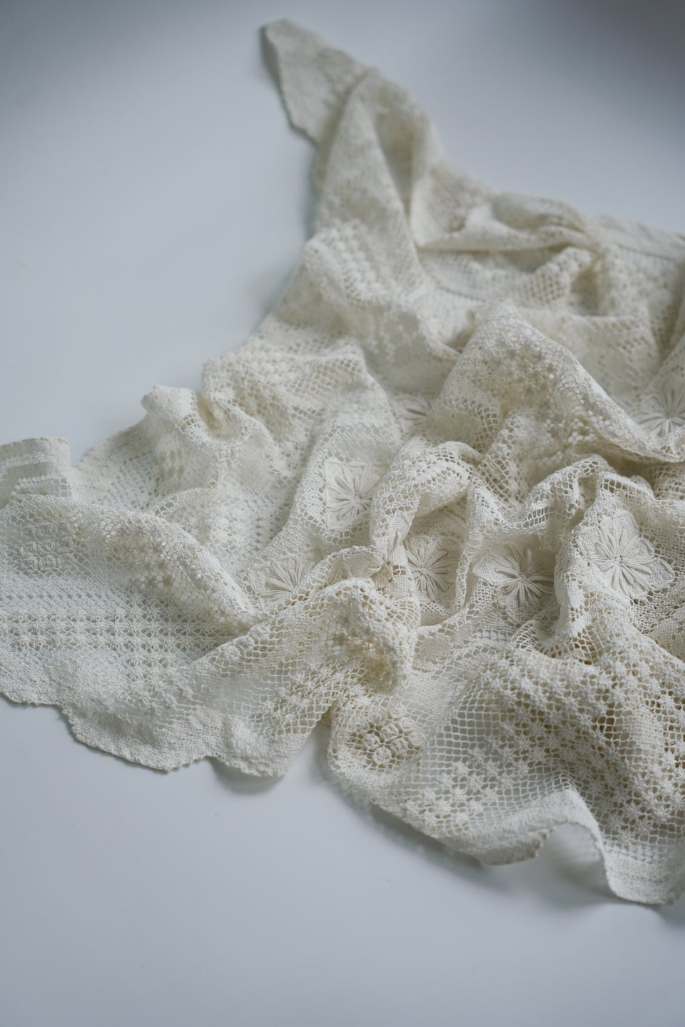 Euro Vintage Filet Lace Cloth/ヨーロッパヴィンテージ フィレレース クロス