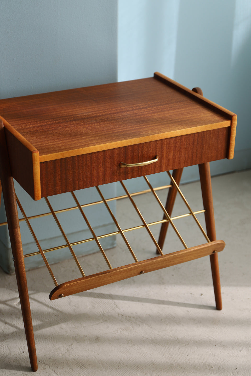 Swedish Vintage Side Chest Table with Rack/スウェーデンヴィンテージ サイドチェストテーブル マガジンラック 北欧家具