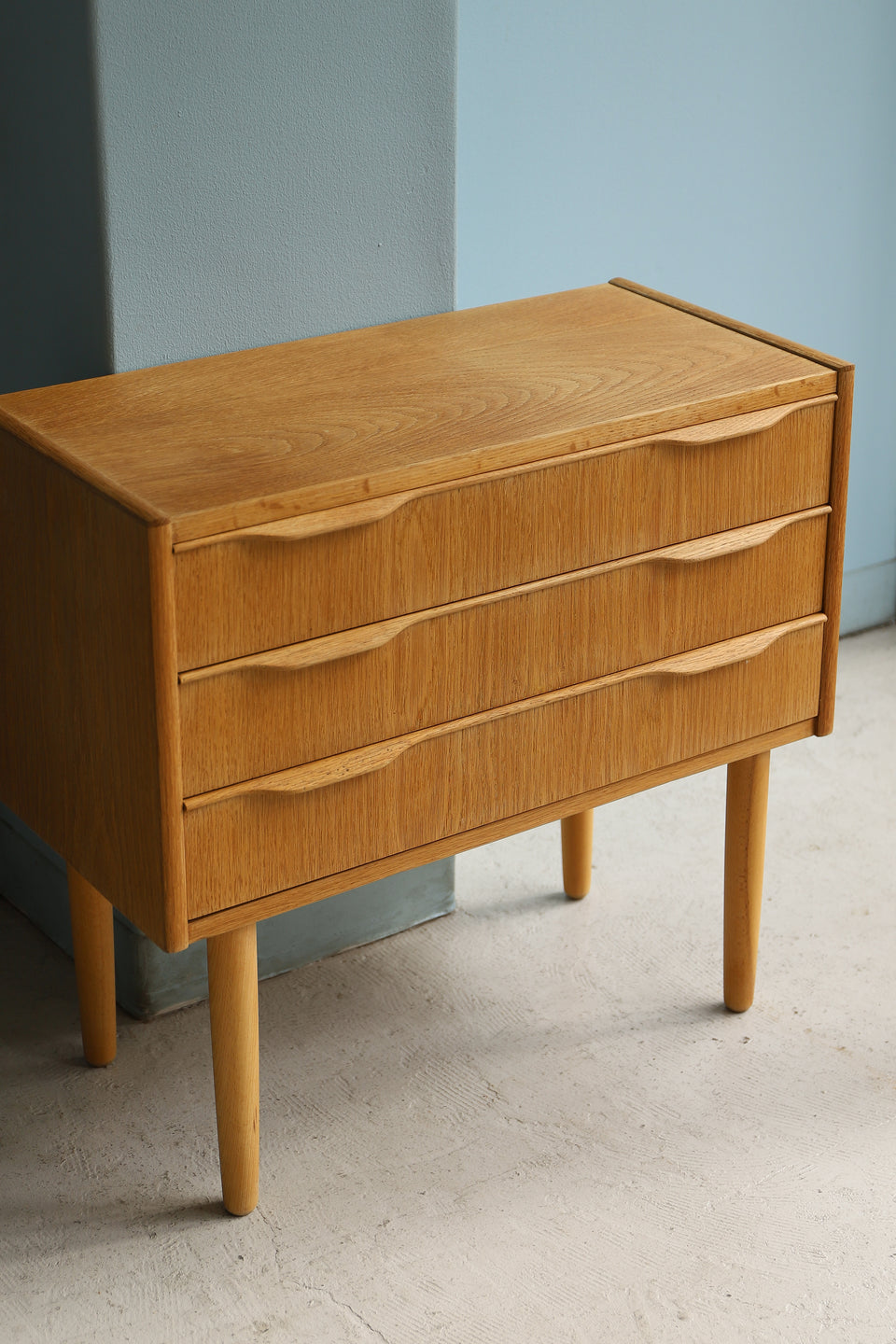 Danish Vintage Oakwood 3drawers Side Chest/デンマークヴィンテージ 3段 サイドチェスト オーク材 北欧家具