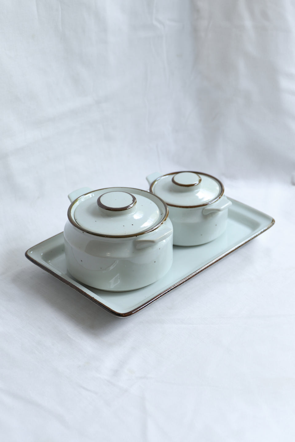 Japanese Vintage earth stone Tableware/ジャパンヴィンテージ アースストーン 食器 3点セット 昭和レトロ