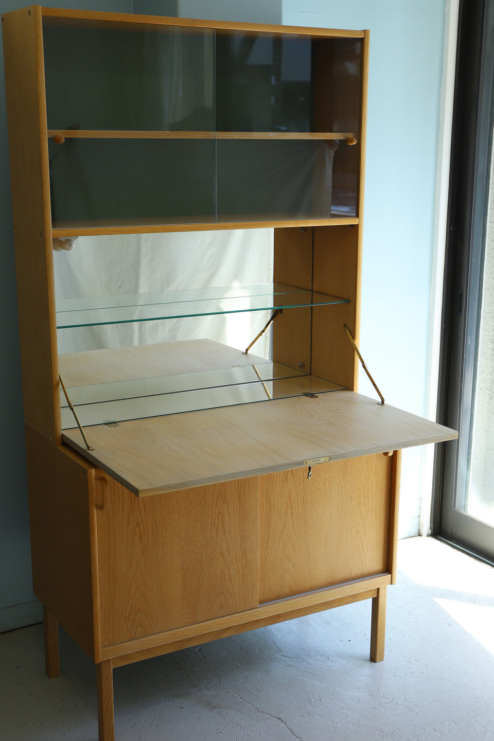 Swedish Vintage Bodafors Glass Cabinet Bureau/スウェーデンヴィンテージ ボダフォース ガラスキャビネット ビューロー 北欧家具