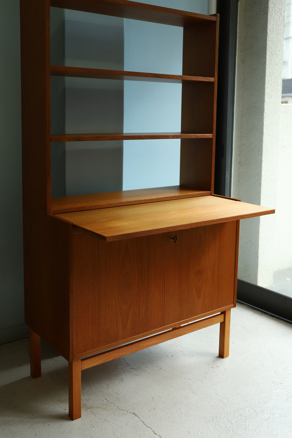 Swedish Vintage Bookcase Writing Bureau/スウェーデンヴィンテージ ブックケース ライティングビューロー オープンシェルフ 北欧家具