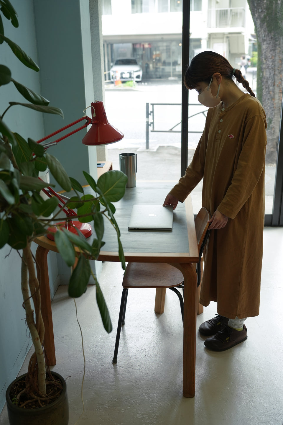 Farstrup Table Half Round Table Linoleum Top/ファーストラップ リノリウムトップ テーブル デンマークヴィンテージ