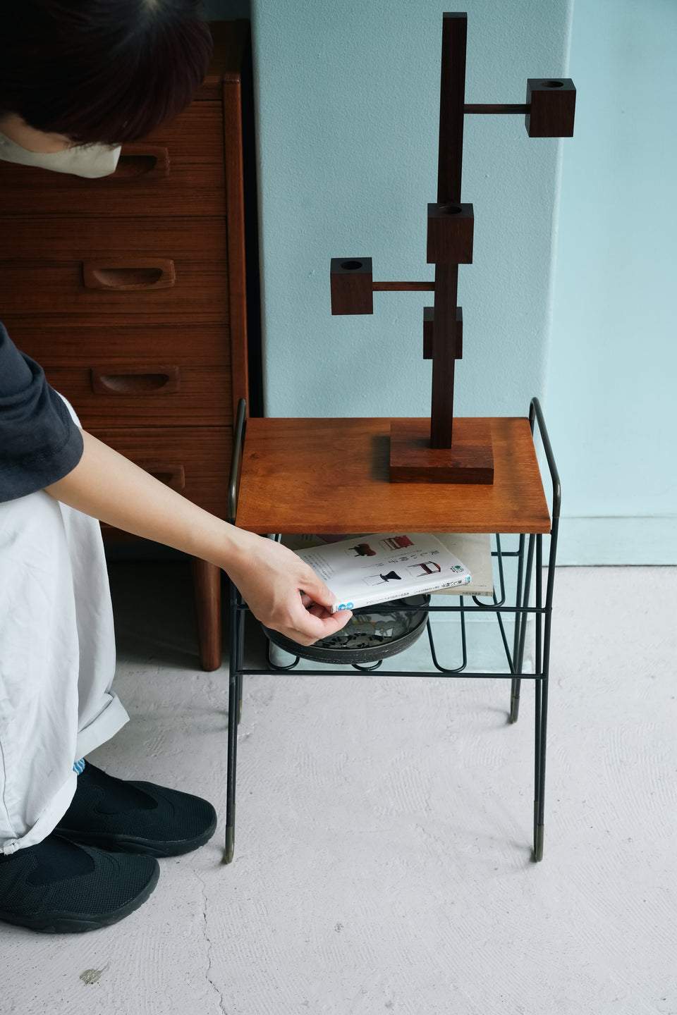 Danish Vintage Side Table Teak & Iron/デンマークヴィンテージ サイドテーブル チーク材 アイアン 北欧家具