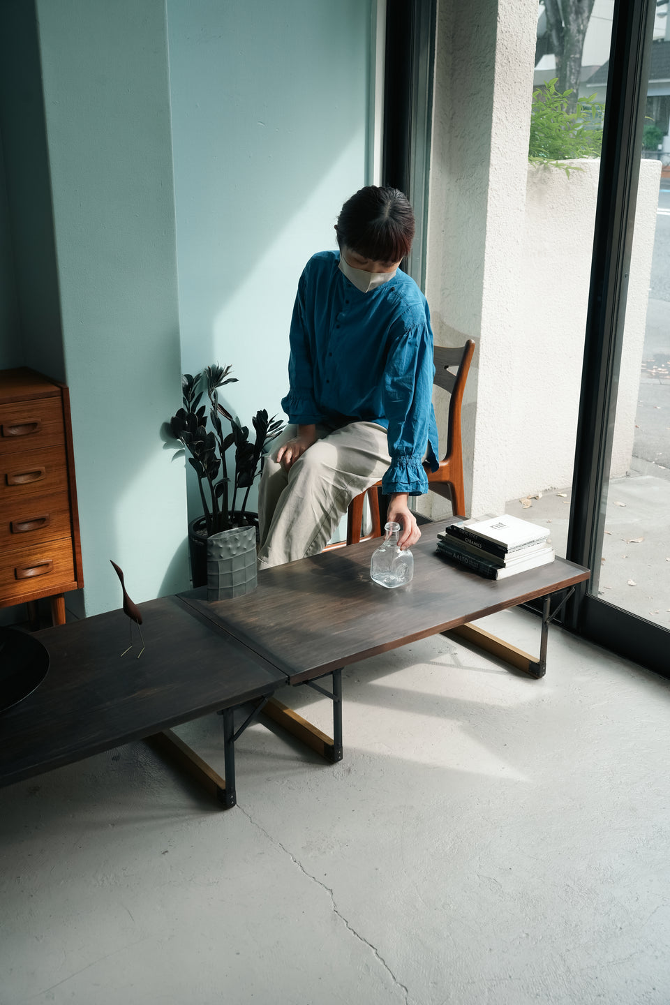 Japanese Vintage Folding Low Table/ジャパンヴィンテージ 裁ち台 作業台 折りたたみ ローテーブル 2台セット