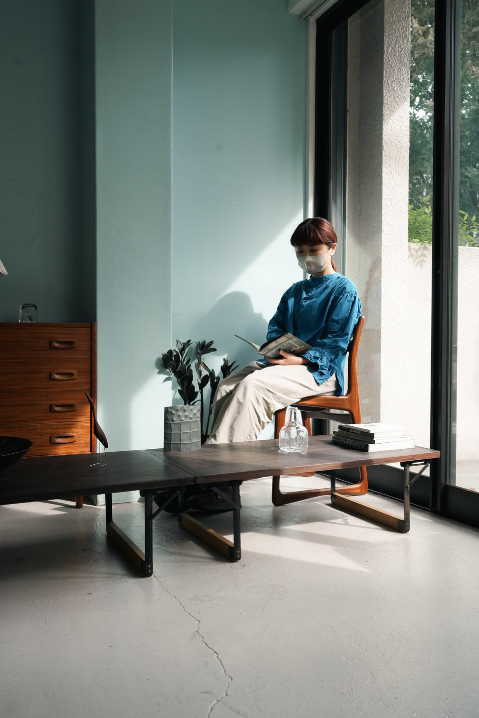 Japanese Vintage Folding Low Table/ジャパンヴィンテージ 裁ち台 作業台 折りたたみ ローテーブル 2台セット