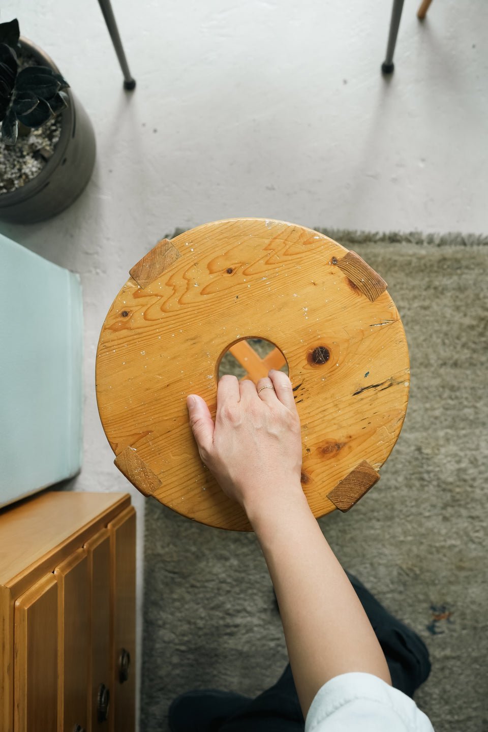 Scandinavian Vintage Pinewood High Stool/北欧ヴィンテージ ハイスツール パイン材