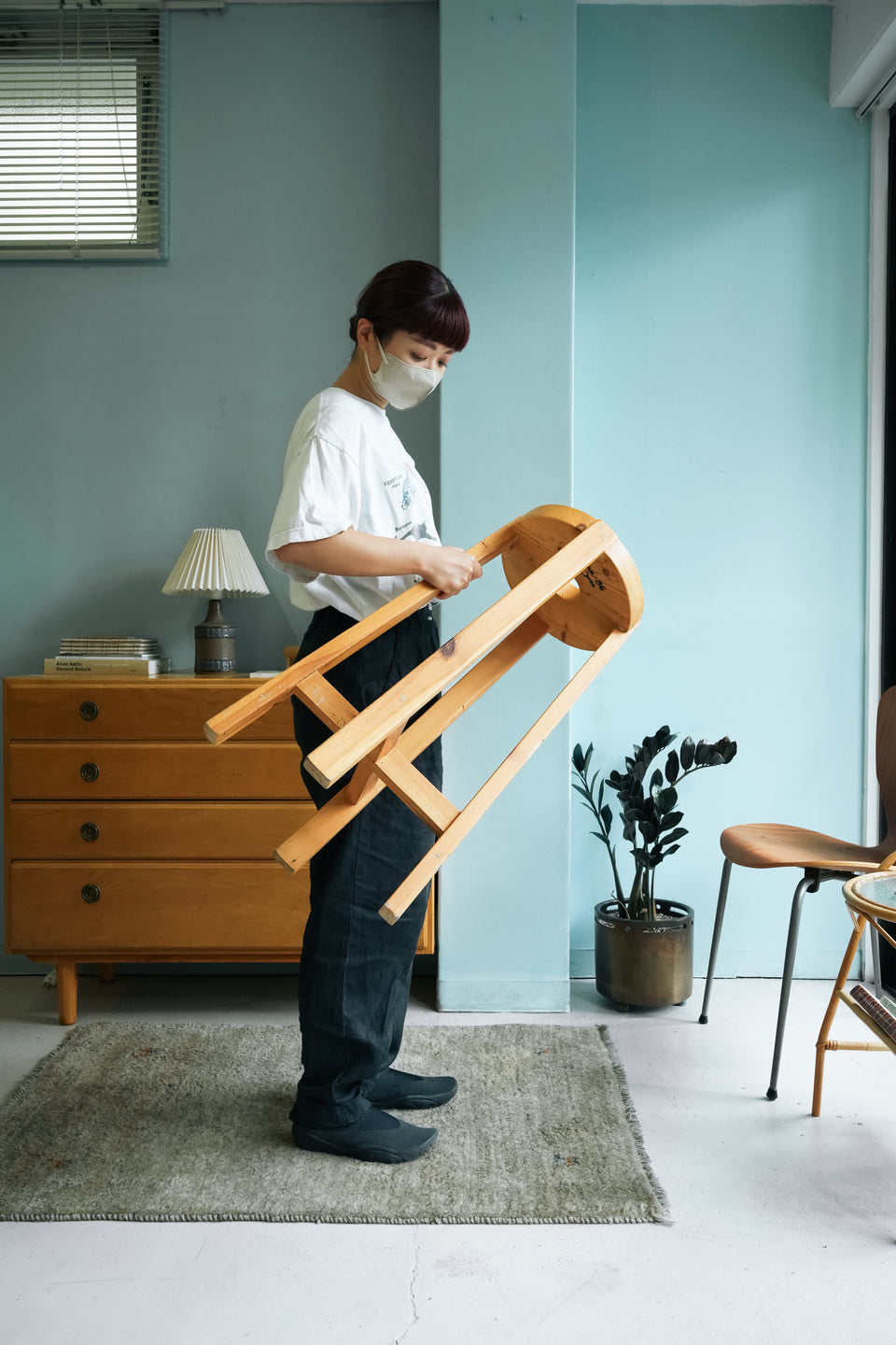 Scandinavian Vintage Pinewood High Stool/北欧ヴィンテージ ハイスツール パイン材