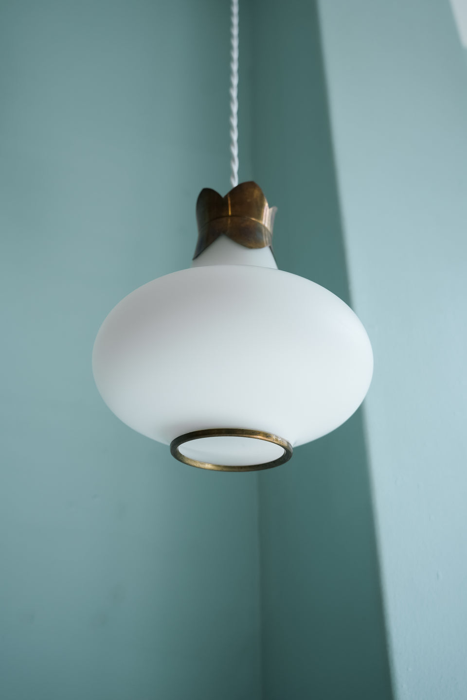 Danish Vintage Frost Glass & Brass Pendant Light/デンマークヴィンテージ ペンダントライト フロストガラス 真鍮 北欧インテリア