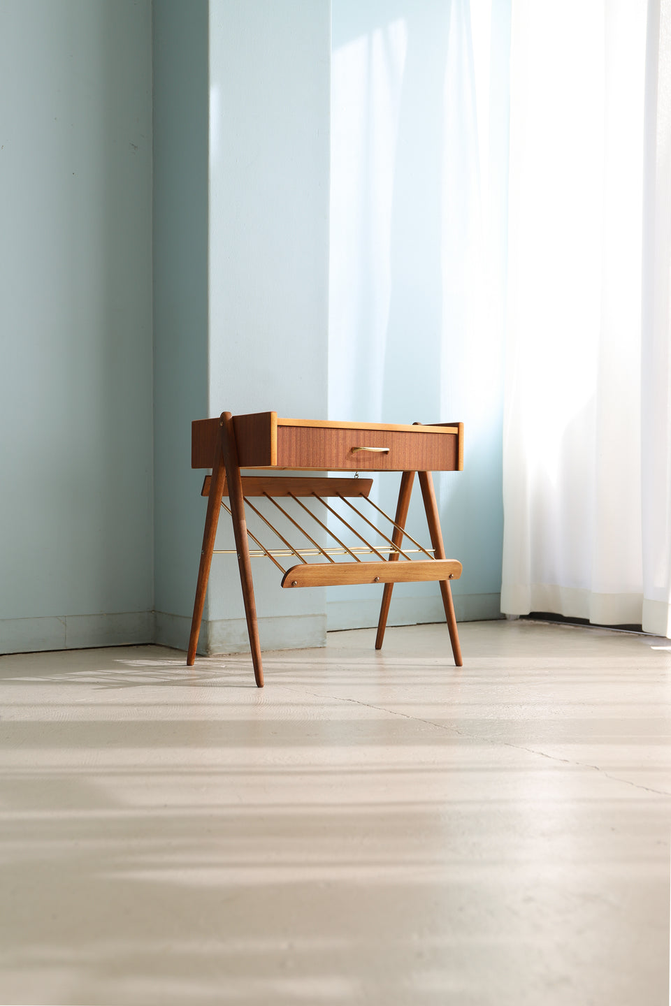 Swedish Vintage Side Chest Table with Rack/スウェーデンヴィンテージ サイドチェストテーブル マガジンラック 北欧家具