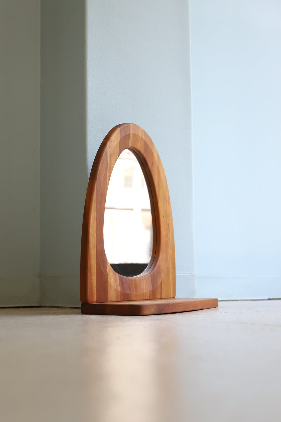 Danish Vintage Laminated Wood Wall Mirror/デンマークヴィンテージ ウォールミラー 鏡 木製 北欧インテリア
