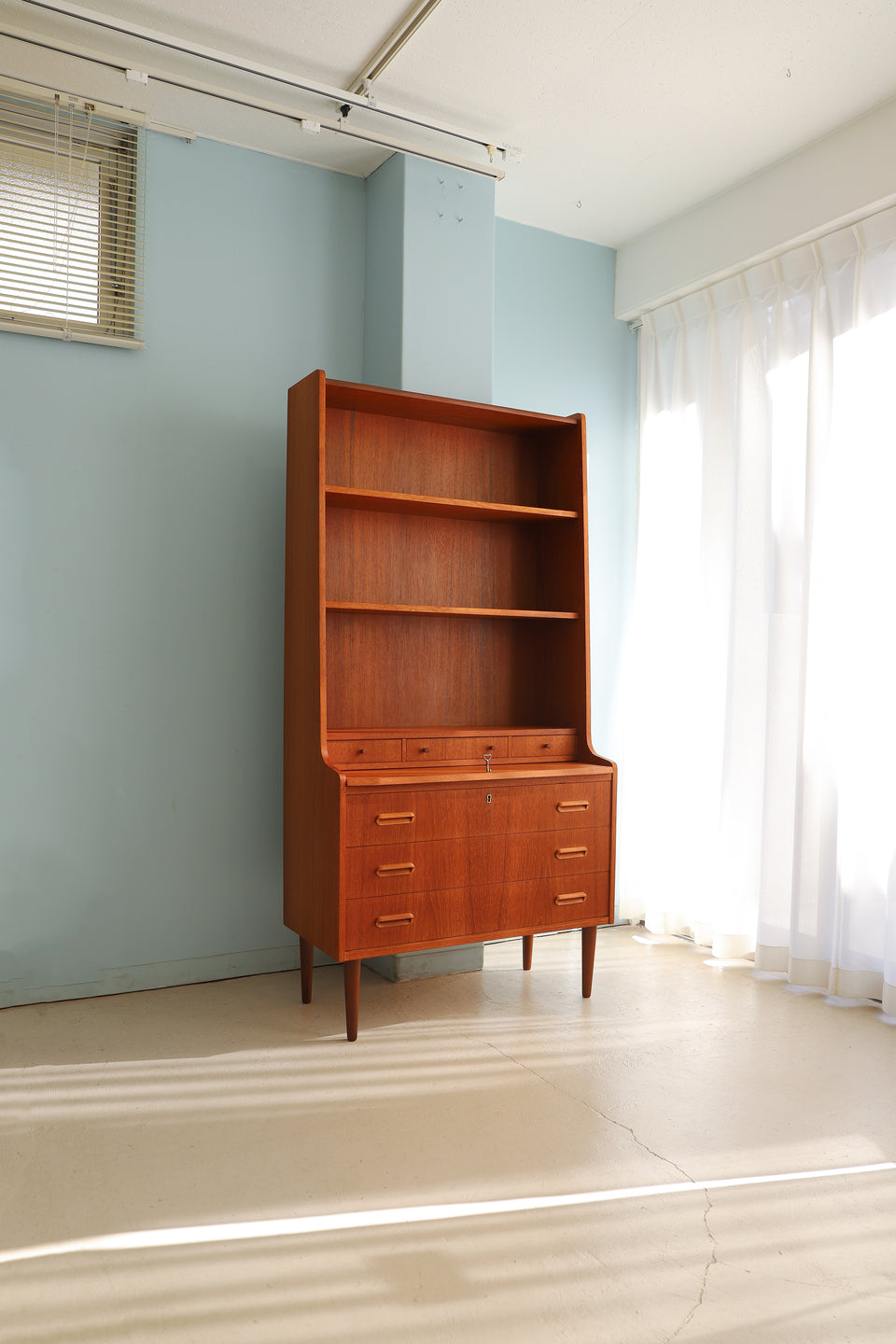 Danish Vintage Bookcase Writing Bureau/デンマークヴィンテージ ブックケース ライティングビューロー チーク材 北欧家具