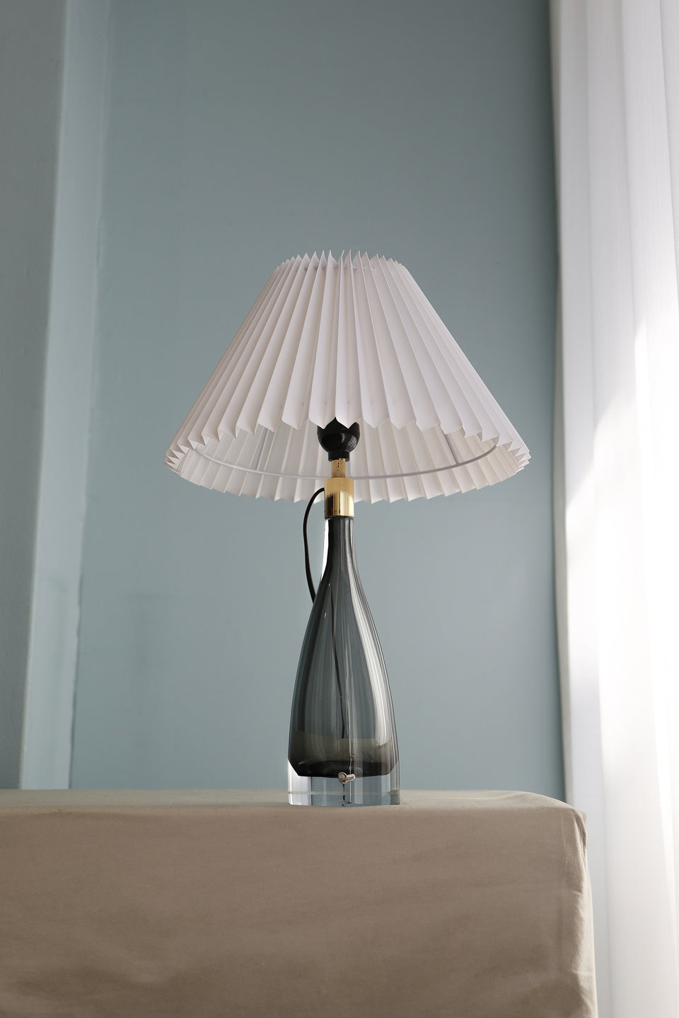 Swedish Vintage Strömbergshyttan Table Lamp Glass Vase/スウェーデンヴィンテージ ストロムベルグ テーブルランプ ガラスベース 間接照明 北欧インテリア