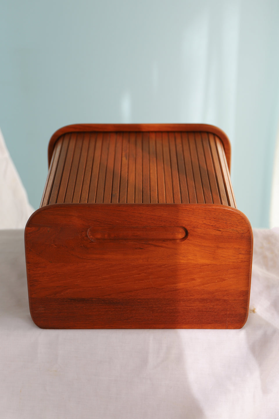 Vintage Roll Top Teakwood CD Case/ヴィンテージ ロールトップCDケース 小物入れ チーク材 北欧スタイル