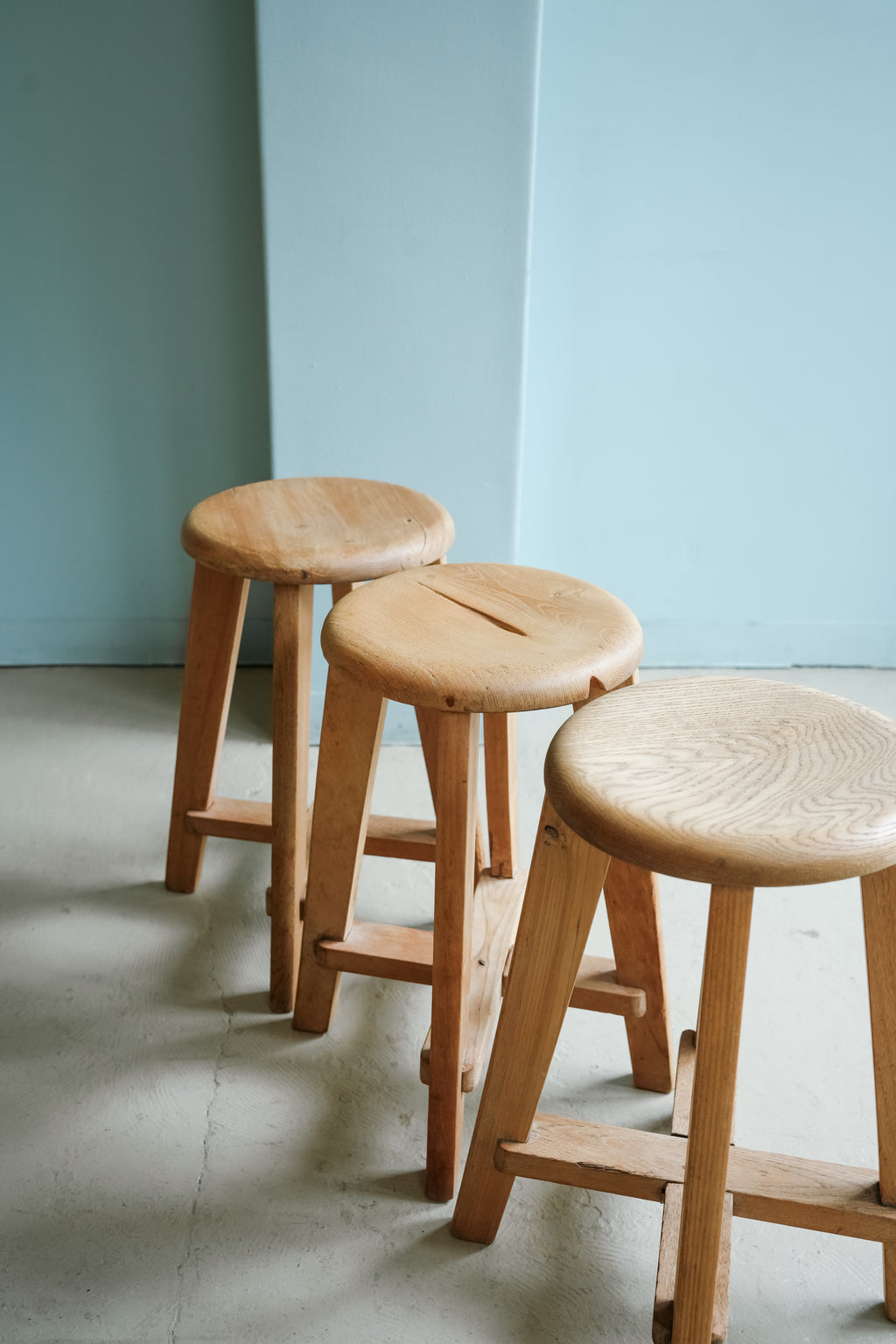 ヴィンテージ 木製ラウンドスツール 古道具/Japanese Vintage Wooden