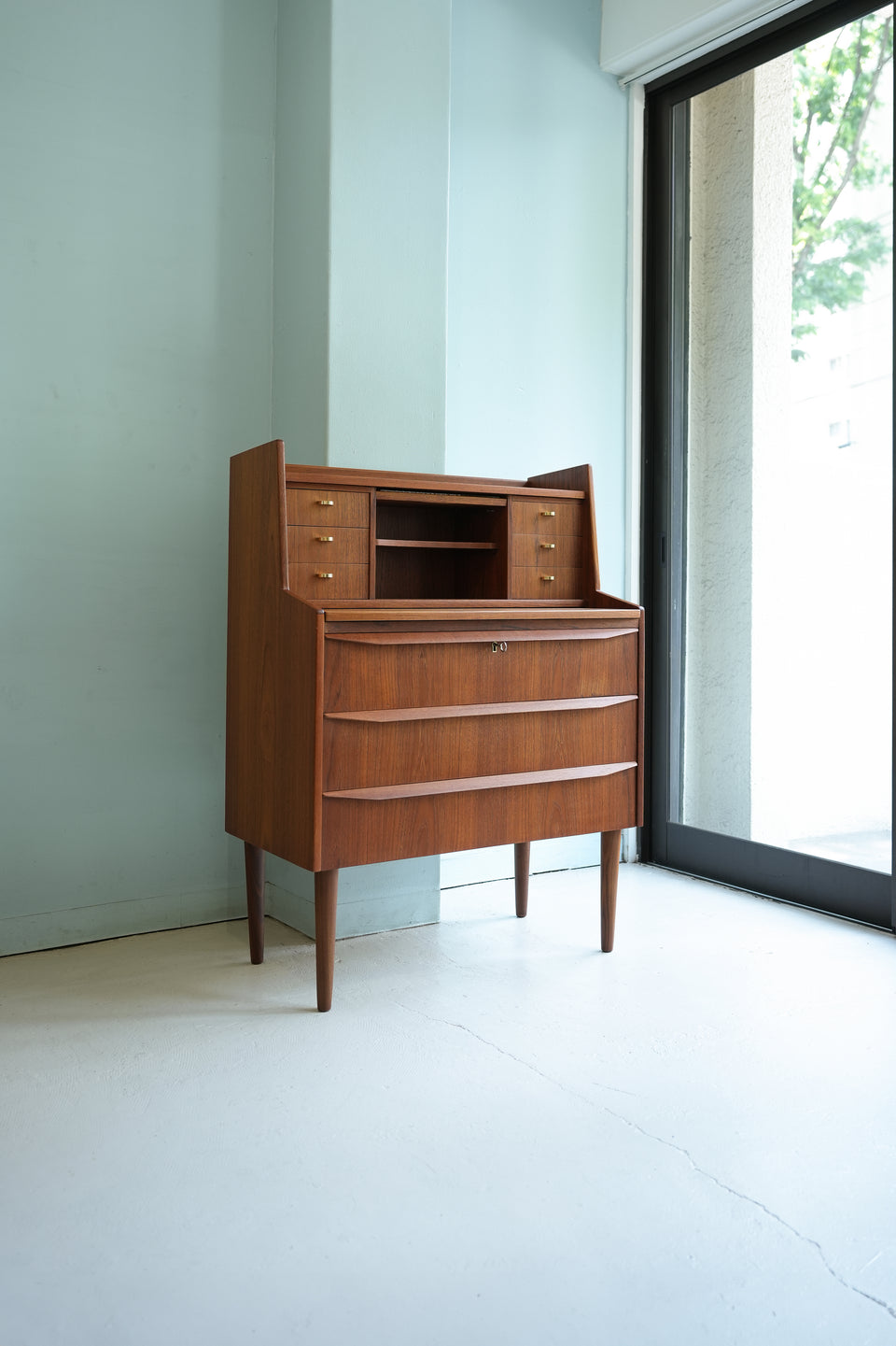 Teakwood Writing Bureau Dresser Danish Vintage/デンマークヴィンテージ ライティングビューロー ミラー付き 北欧家具