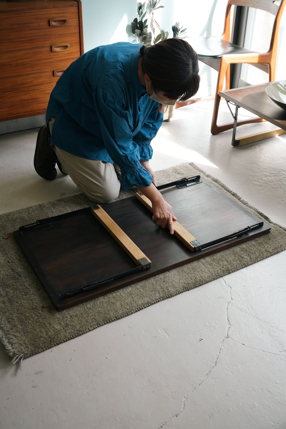 Japanese Vintage Folding Low Table/ジャパンヴィンテージ 裁ち台 作業台 折りたたみ ローテーブル 2台セット