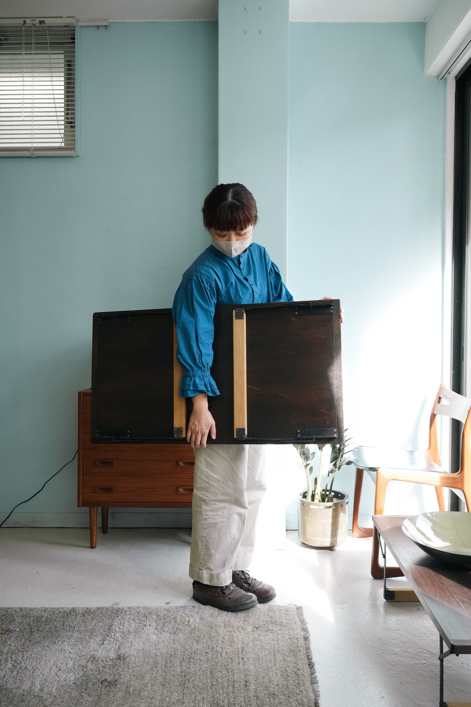 Japanese Vintage Folding Low Table/ジャパンヴィンテージ 裁ち台 作業台 折りたたみ ローテーブル 2台セット
