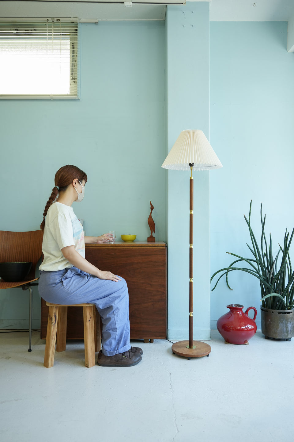 Danish Vintage ES Horn Floor Lamp Model804/デンマークヴィンテージ フロアスタンドライト チーク材 間接照明