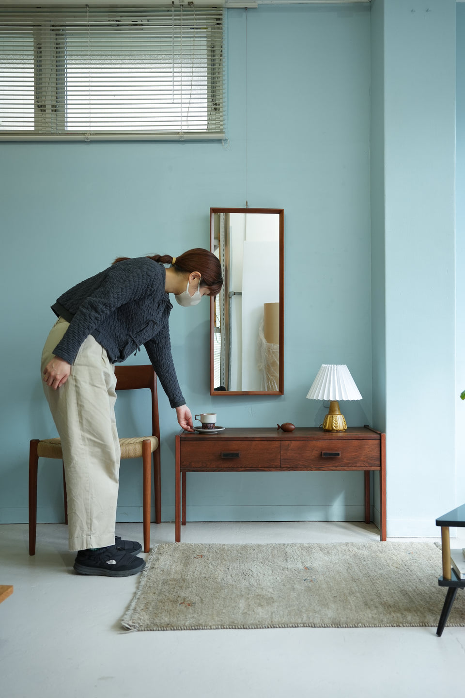 Danish Vintage Wall Mirror Teakwood Frame/デンマークヴィンテージ ウォールミラー 鏡 チーク材 北欧インテリア