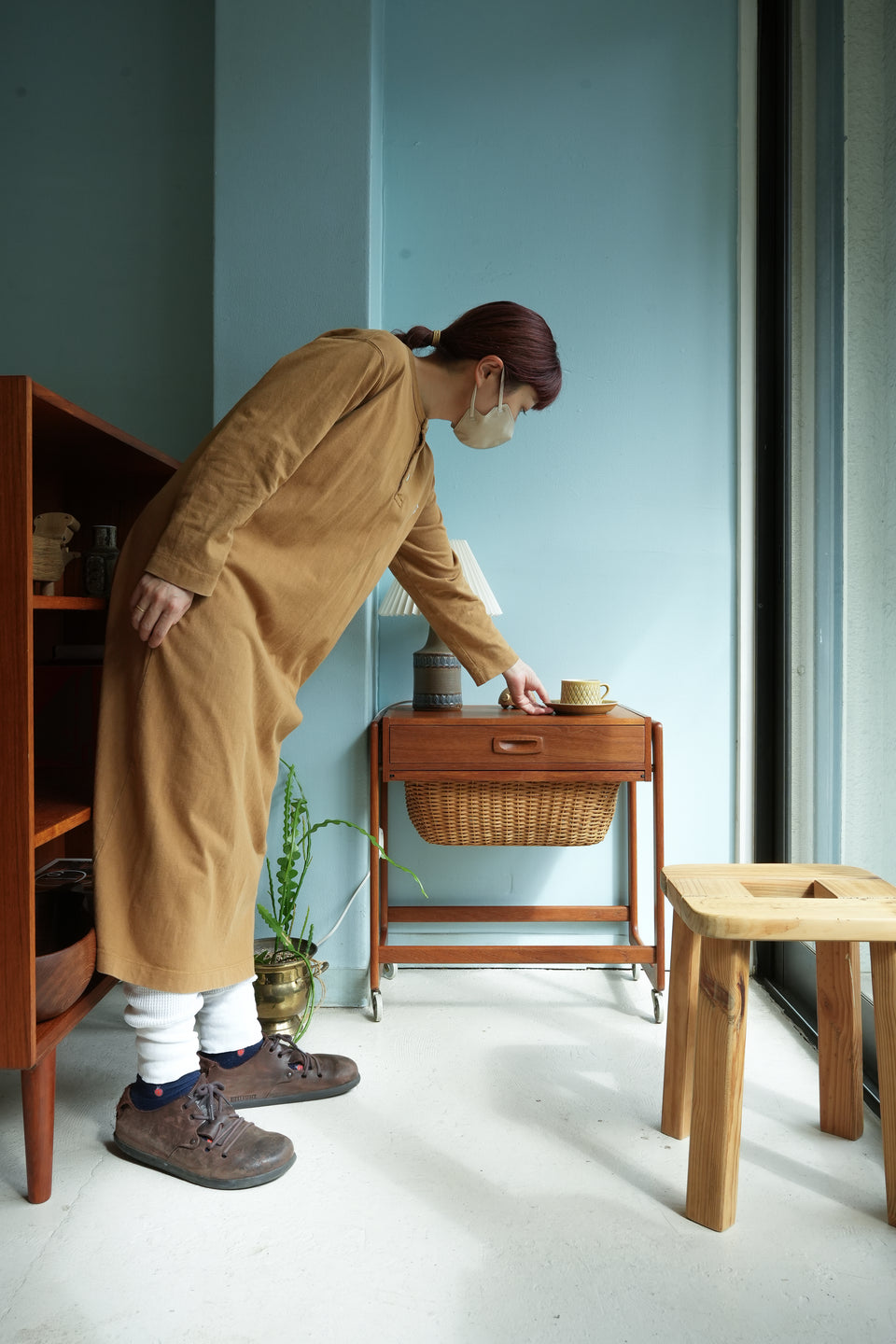 Danish Vintage Sewing Side Table/デンマークヴィンテージ ソーイングサイドテーブル キャスター付 北欧家具