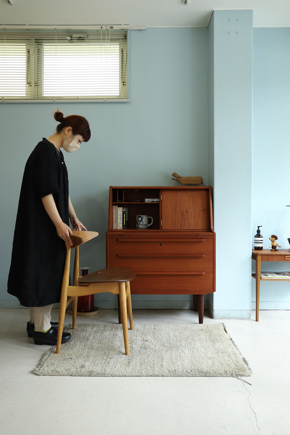 Danish Vintage Ølholm Møbelfabri Writing Bureau with Mirror/デンマークヴィンテージ ライティングビューロー ミラー付き 北欧家具
