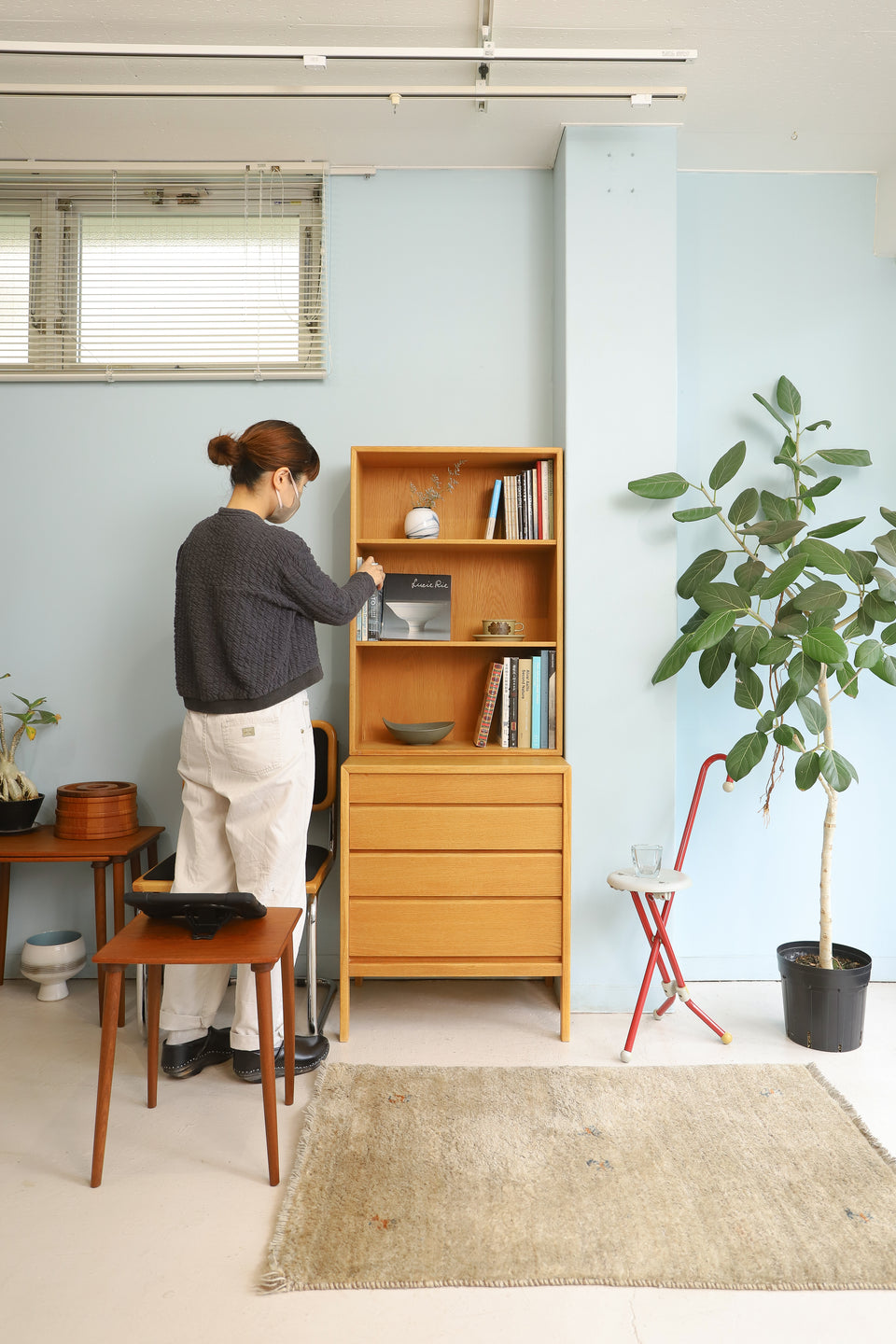 Scandinavian Vintage Bookcase Chest Oakwood/北欧ヴィンテージ ブックケース 本棚 シェルフ チェスト オーク材