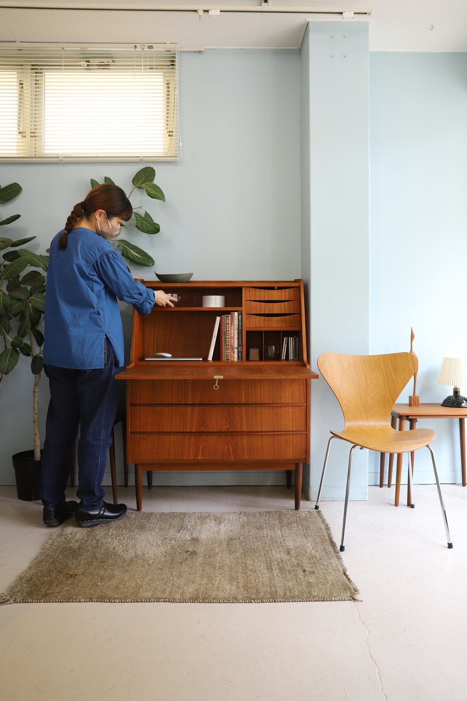 Danish Vintage Writing Bureau Secretary Desk/デンマークヴィンテージ ライティングビューロー チーク材 北欧家具