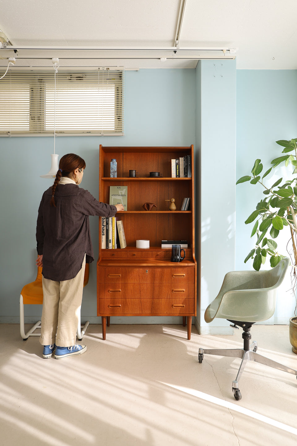 Danish Vintage Bookcase Writing Bureau/デンマークヴィンテージ ブックケース ライティングビューロー チーク材 北欧家具