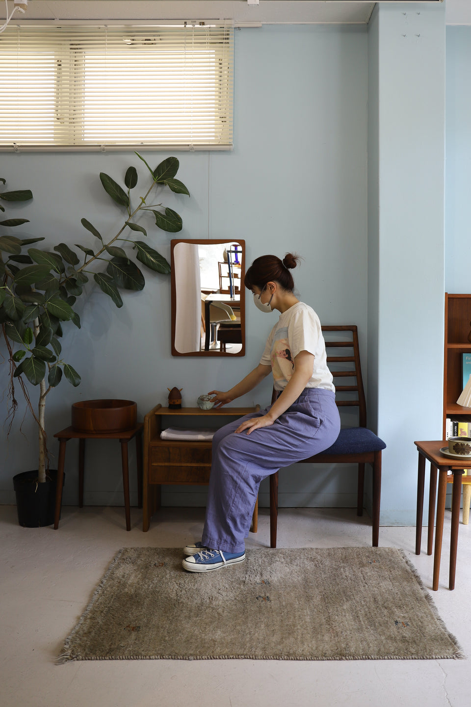 Teakwood Frame Danish Vintage Wall Mirror/デンマークヴィンテージ ウォールミラー 鏡 チーク材 北欧インテリア