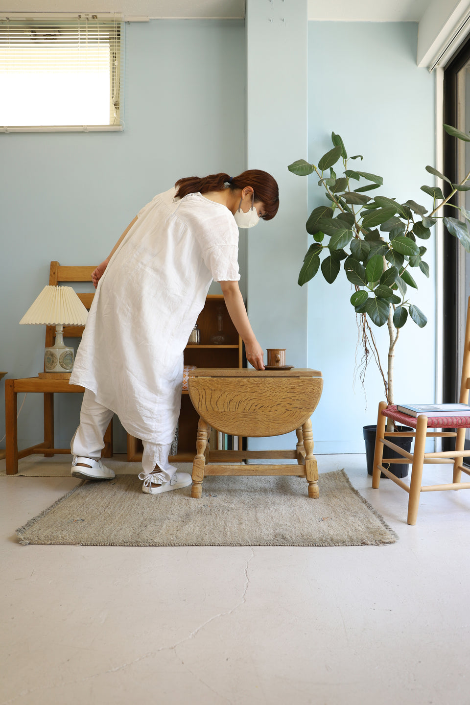 Oakwood Drop Leaf Side Table Danish Vintage/デンマークヴィンテージ サイドテーブル ドロップリーフ オーク材 北欧家具