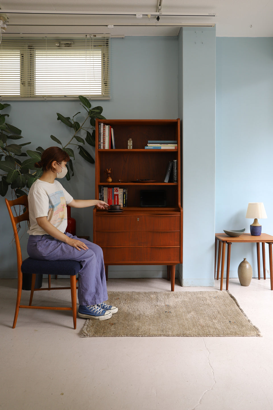 Danish Vintage Bookcase Bureau/デンマークヴィンテージ ブックケース ビューロー 本棚 チーク材 北欧家具