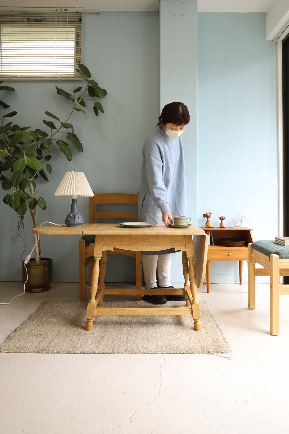 Danish Vintage Drop Leaf Oakwood Coffee Table/デンマークヴィンテージ ドロップリーフ コーヒーテーブル エクステンション オーク材 北欧家具