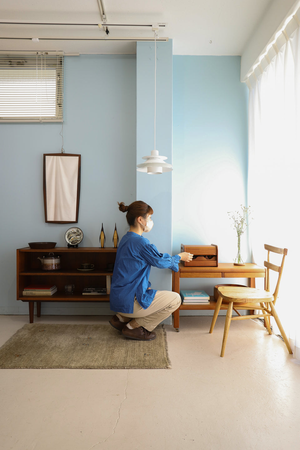 Vintage Roll Top Teakwood CD Case/ヴィンテージ ロールトップCDケース 小物入れ チーク材 北欧スタイル