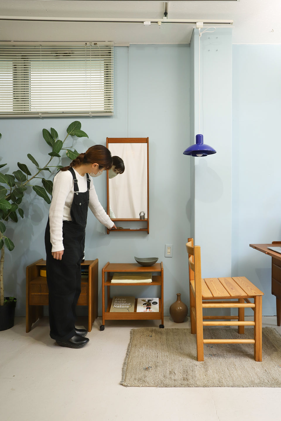 Danish Vintage Wall Mirror with Rack/デンマークヴィンテージ ウォールミラー 棚付き 鏡 チーク材 北欧インテリア
