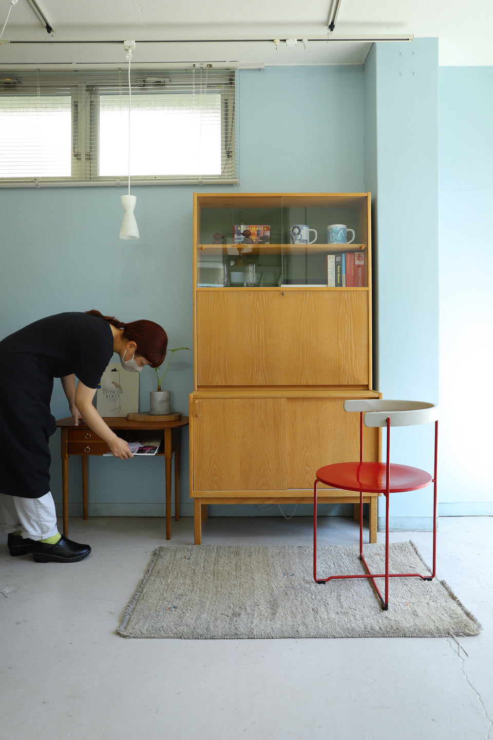 Swedish Vintage Bodafors Glass Cabinet Bureau/スウェーデンヴィンテージ ボダフォース ガラスキャビネット ビューロー 北欧家具