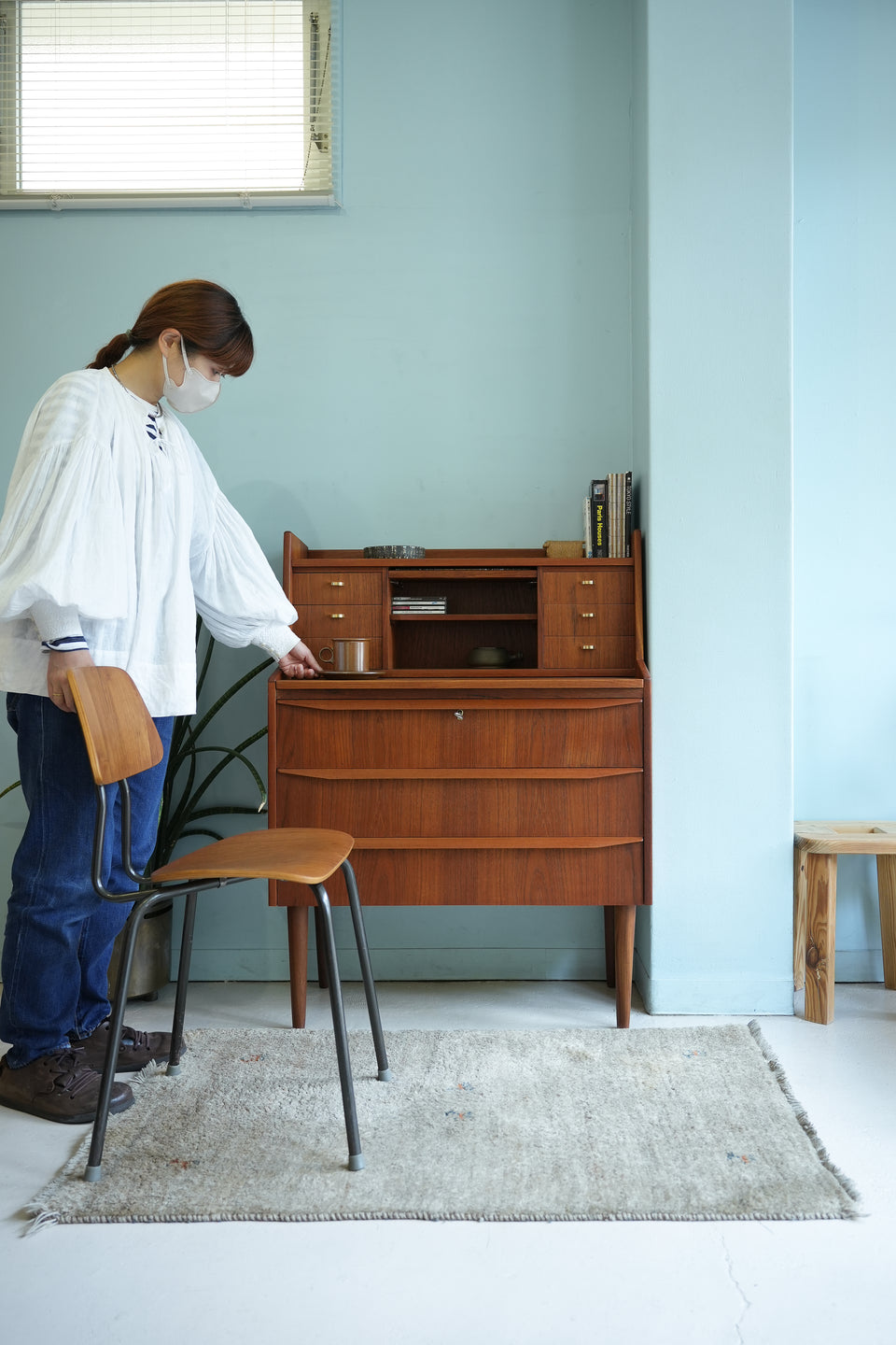 Teakwood Writing Bureau Dresser Danish Vintage/デンマークヴィンテージ ライティングビューロー ミラー付き 北欧家具