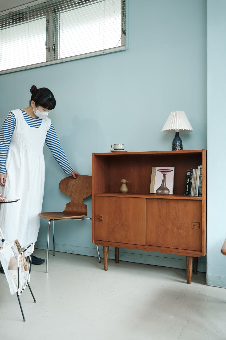 Teak Bookcase with Slide Door Danish Vintage/デンマークヴィンテージ ブックケース 扉付き チーク材