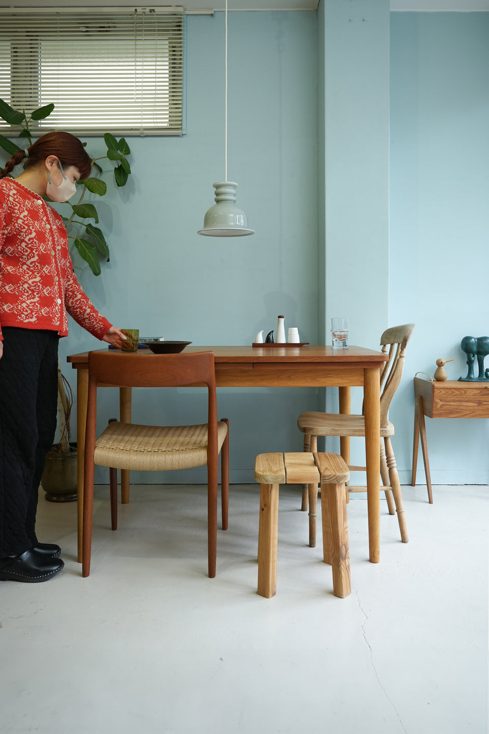 Danish Vintage Extension Dining Table Teak and Oak/デンマークヴィンテージ エクステンション ダイニングテーブル 北欧家具