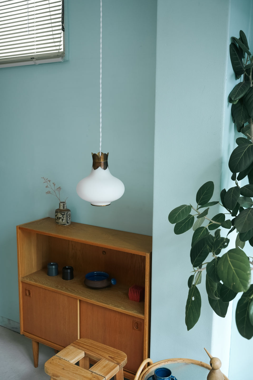 Danish Vintage Frost Glass & Brass Pendant Light/デンマークヴィンテージ ペンダントライト フロストガラス 真鍮 北欧インテリア